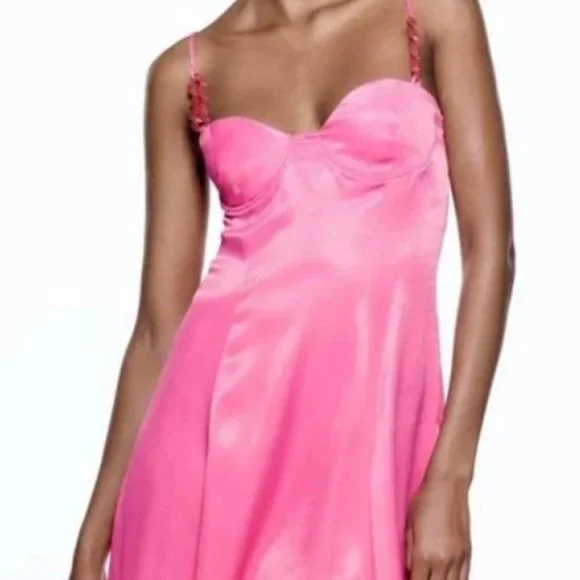 Zara | Dresses | Zara Hot Pink Satin Effect Slip Dress With Chain Detail Color Pink Size S | Poshmark Zara | Dresses | Zara Hot Pink Satin Effect Slip Dress With Chain Detail Color Pink Size S | Poshmark